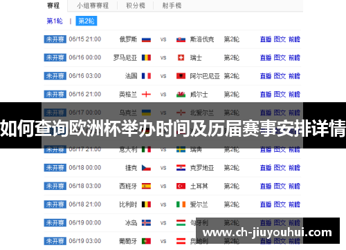 如何查询欧洲杯举办时间及历届赛事安排详情